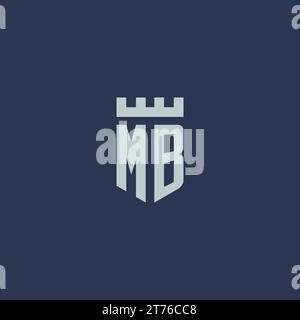 MB logo monogram with fortress castle and shield style design ideas Stock Vector