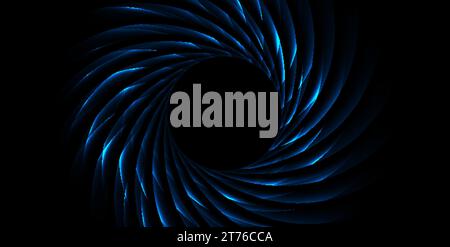 Dark blue neon glow round lights logo vector design. Abstract hi-tech futuristic background Stock Vector