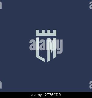 LM logo monogram with fortress castle and shield style design ideas Stock Vector