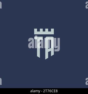 TA logo monogram with fortress castle and shield style design ideas Stock Vector