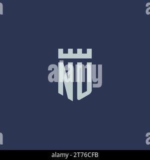 NU logo monogram with fortress castle and shield style design ideas Stock Vector