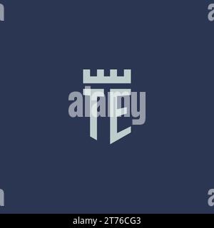 TE logo monogram with fortress castle and shield style design ideas Stock Vector