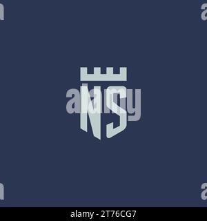 NS logo monogram with fortress castle and shield style design ideas Stock Vector