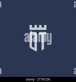 OT logo monogram with fortress castle and shield style design ideas Stock Vector