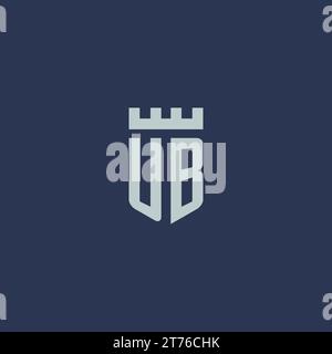 UB logo monogram with fortress castle and shield style design ideas Stock Vector