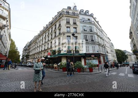 Beautiful old buildings in Montmartre, Paris, France. Stock Photo
