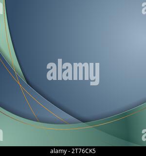 Blue, green and bronze corporate wavy abstract background. Vector graphic design Stock Vector