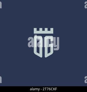 OG logo monogram with fortress castle and shield style design ideas Stock Vector