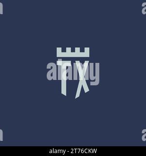 TX logo monogram with fortress castle and shield style design ideas Stock Vector