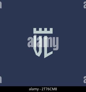 VL logo monogram with fortress castle and shield style design ideas Stock Vector