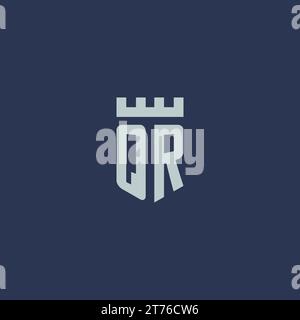 QR logo monogram with fortress castle and shield style design ideas Stock Vector