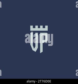 VP logo monogram with fortress castle and shield style design ideas Stock Vector