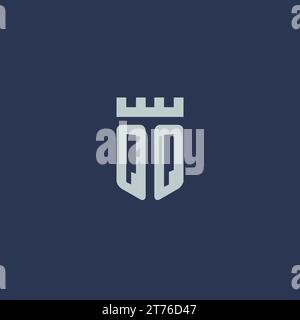 QQ logo monogram with fortress castle and shield style design ideas Stock Vector