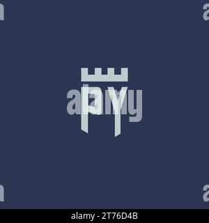 PY logo monogram with fortress castle and shield style design ideas Stock Vector