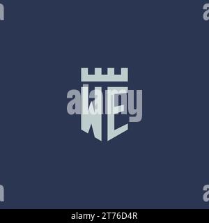 WE logo monogram with fortress castle and shield style design ideas Stock Vector