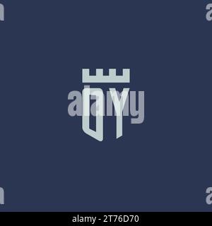 OY logo monogram with fortress castle and shield style design ideas Stock Vector