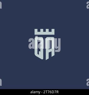 QA logo monogram with fortress castle and shield style design ideas Stock Vector
