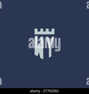 WY logo monogram with fortress castle and shield style design ideas Stock Vector