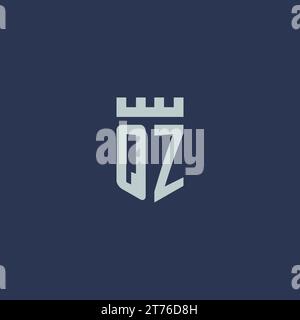 QZ logo monogram with fortress castle and shield style design ideas Stock Vector