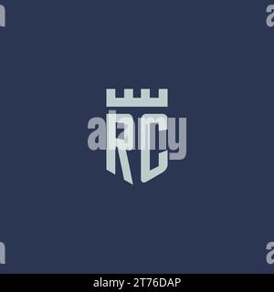 RC logo monogram with fortress castle and shield style design ideas Stock Vector