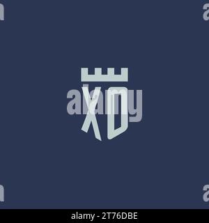 XO logo monogram with fortress castle and shield style design ideas Stock Vector