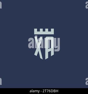 XA logo monogram with fortress castle and shield style design ideas Stock Vector