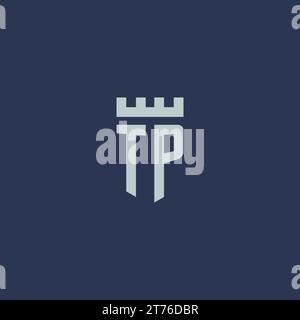TP logo monogram with fortress castle and shield style design ideas Stock Vector