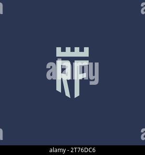 RF logo monogram with fortress castle and shield style design ideas Stock Vector