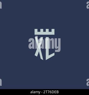 XL logo monogram with fortress castle and shield style design ideas Stock Vector
