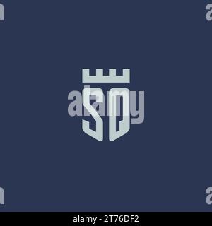 SQ logo monogram with fortress castle and shield style design ideas Stock Vector