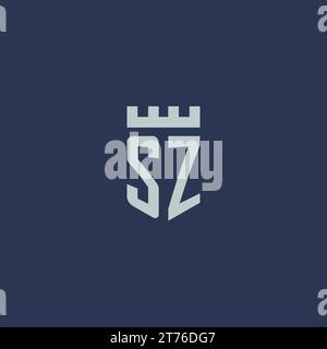 SZ logo monogram with fortress castle and shield style design ideas Stock Vector