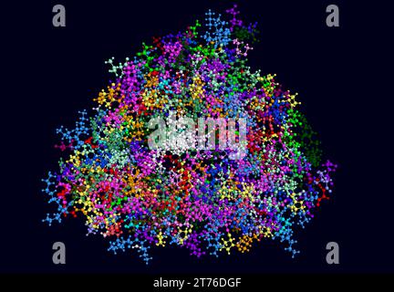 Cytochrome P450 molecule. CYP 3A4 is the most promiscuous of the human CYP enzymes. Molecular model. 3D rendering. Illustration Stock Photo