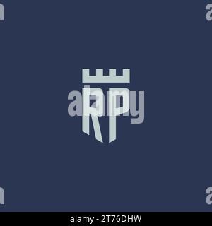 RP logo monogram with fortress castle and shield style design ideas Stock Vector