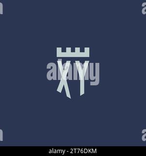 XY logo monogram with fortress castle and shield style design ideas Stock Vector