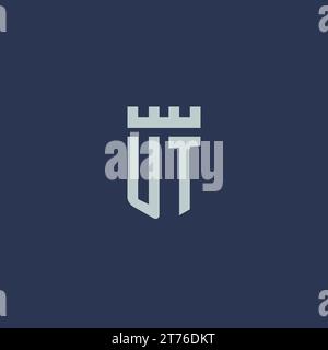 UT logo monogram with fortress castle and shield style design ideas Stock Vector