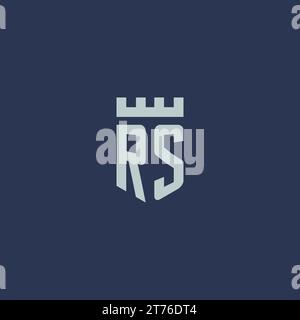 RS logo monogram with fortress castle and shield style design ideas Stock Vector