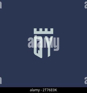 QY logo monogram with fortress castle and shield style design ideas Stock Vector