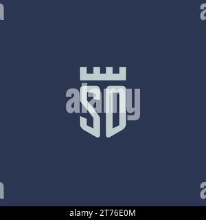 SO logo monogram with fortress castle and shield style design ideas Stock Vector