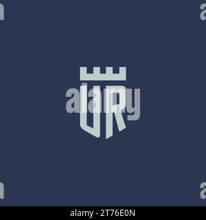 UR logo monogram with fortress castle and shield style design ideas Stock Vector