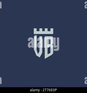 VB logo monogram with fortress castle and shield style design ideas Stock Vector