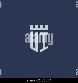 UI logo monogram with fortress castle and shield style design ideas Stock Vector