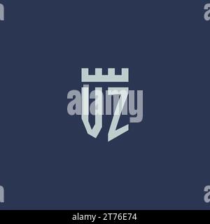 VZ logo monogram with fortress castle and shield style design ideas Stock Vector