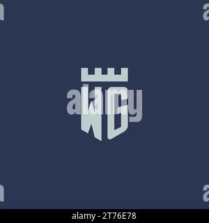WG logo monogram with fortress castle and shield style design ideas Stock Vector