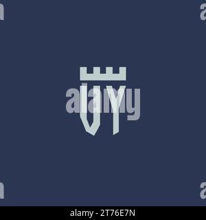 VY logo monogram with fortress castle and shield style design ideas Stock Vector