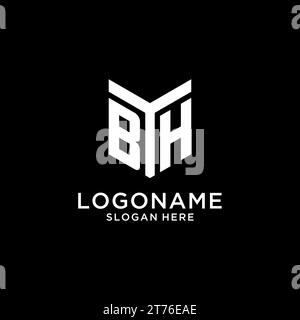 BH mirror initial logo, creative bold monogram initial design style vector graphic Stock Vector