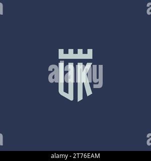 UK logo monogram with fortress castle and shield style design ideas Stock Vector