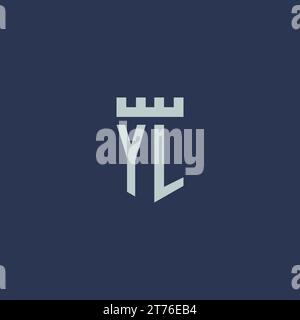 YL logo monogram with fortress castle and shield style design ideas Stock Vector