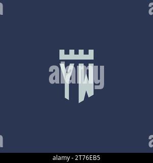 YW logo monogram with fortress castle and shield style design ideas Stock Vector