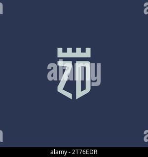 ZD logo monogram with fortress castle and shield style design ideas Stock Vector