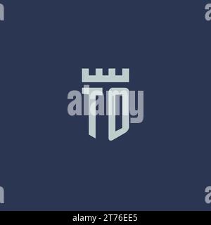 TO logo monogram with fortress castle and shield style design ideas Stock Vector